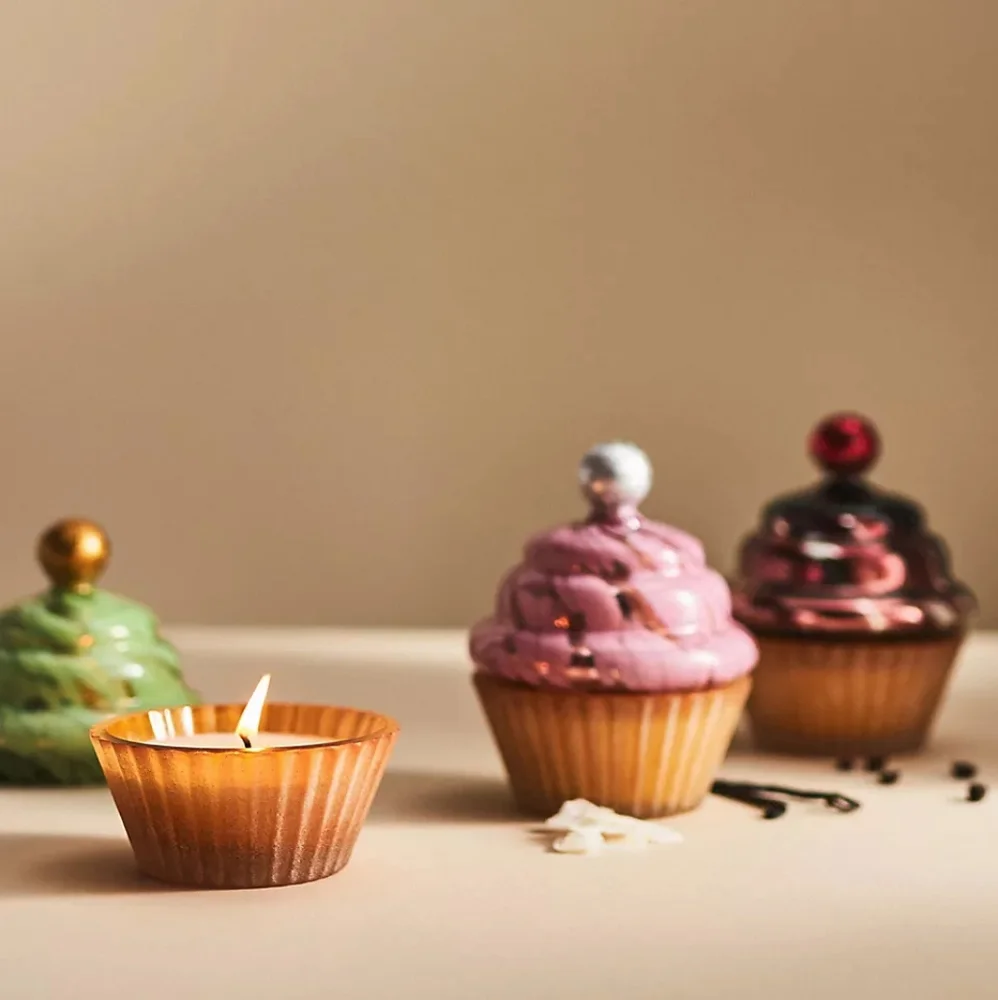 Anthropologie Cupcake Gourmand Ginger Cookie Glass Candle - Picture 3 of 3